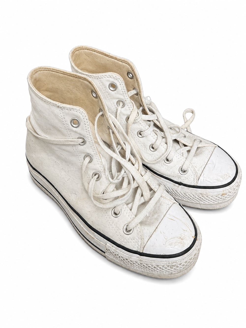 White High-Top Canvas Sneakers - Classic Casual Women’s Shoes